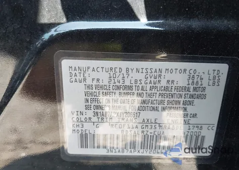 2018 Nissan Sentra Sr from USA, damaged, VIN 3N1AB7APXJY206617
